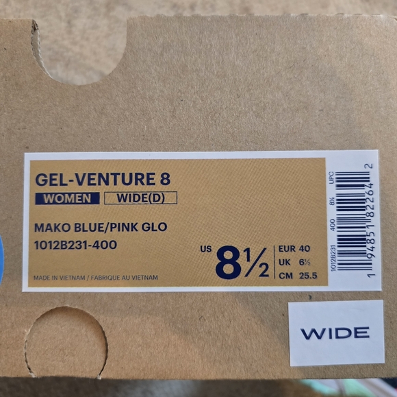 NWT ASICS Women’s Gel-Venture 8 Running Shoes – Size 8.5 Wide – Mako Blue/Pink - Picture 3 of 3